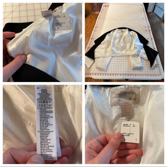 Forever 21 NWT sz small black cream / white contemporary suit jacket boho - Picture 15 of 15
